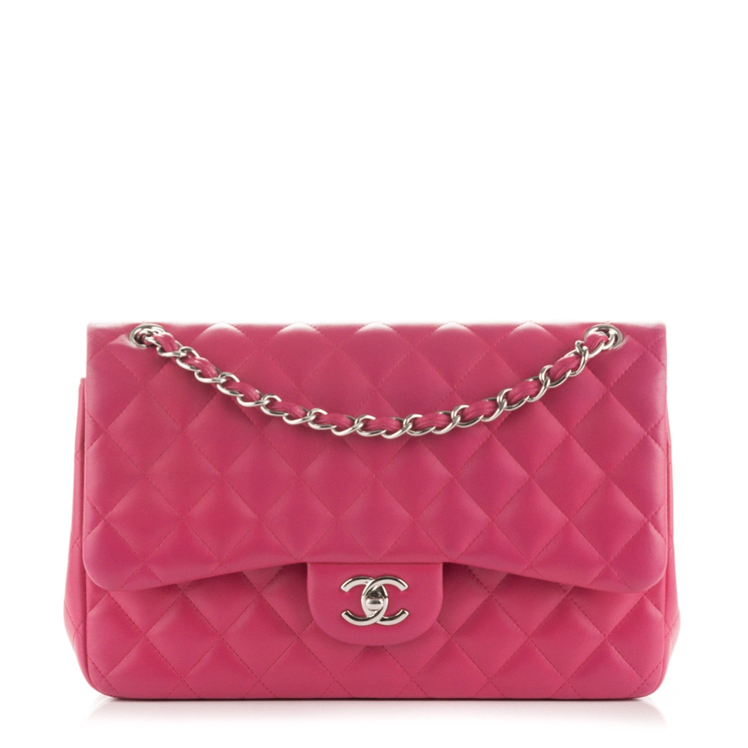 Chanel Lambskin Quilted Jumbo Double Flap Dark Pink 1 of 9