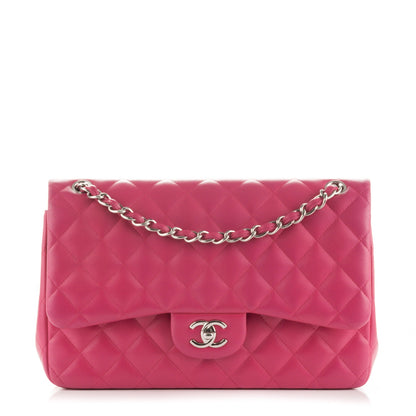 Chanel Lambskin Quilted Jumbo Double Flap Dark Pink 1 of 9
