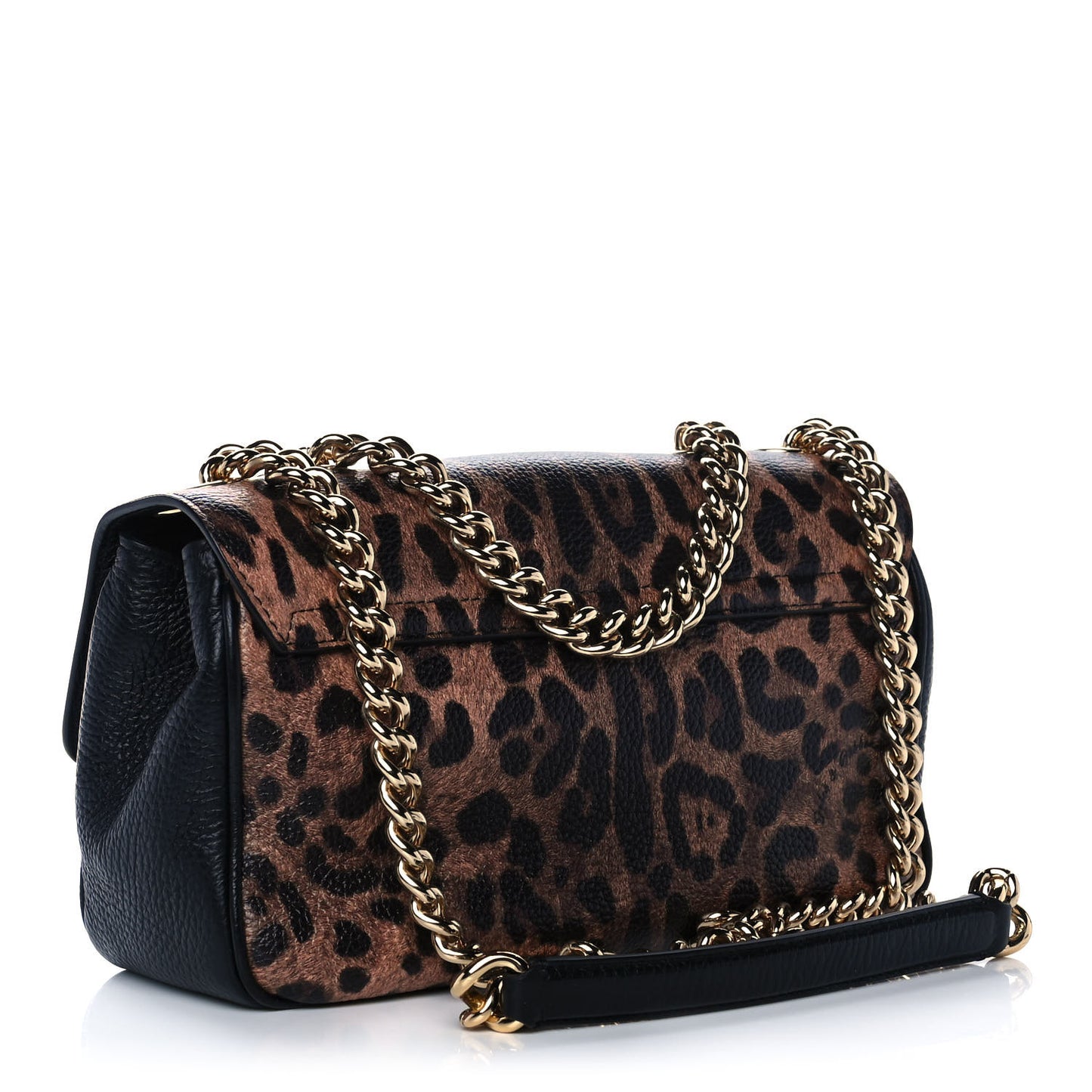 Calfskin Leopard Print Lucia Shoulder Bag Black