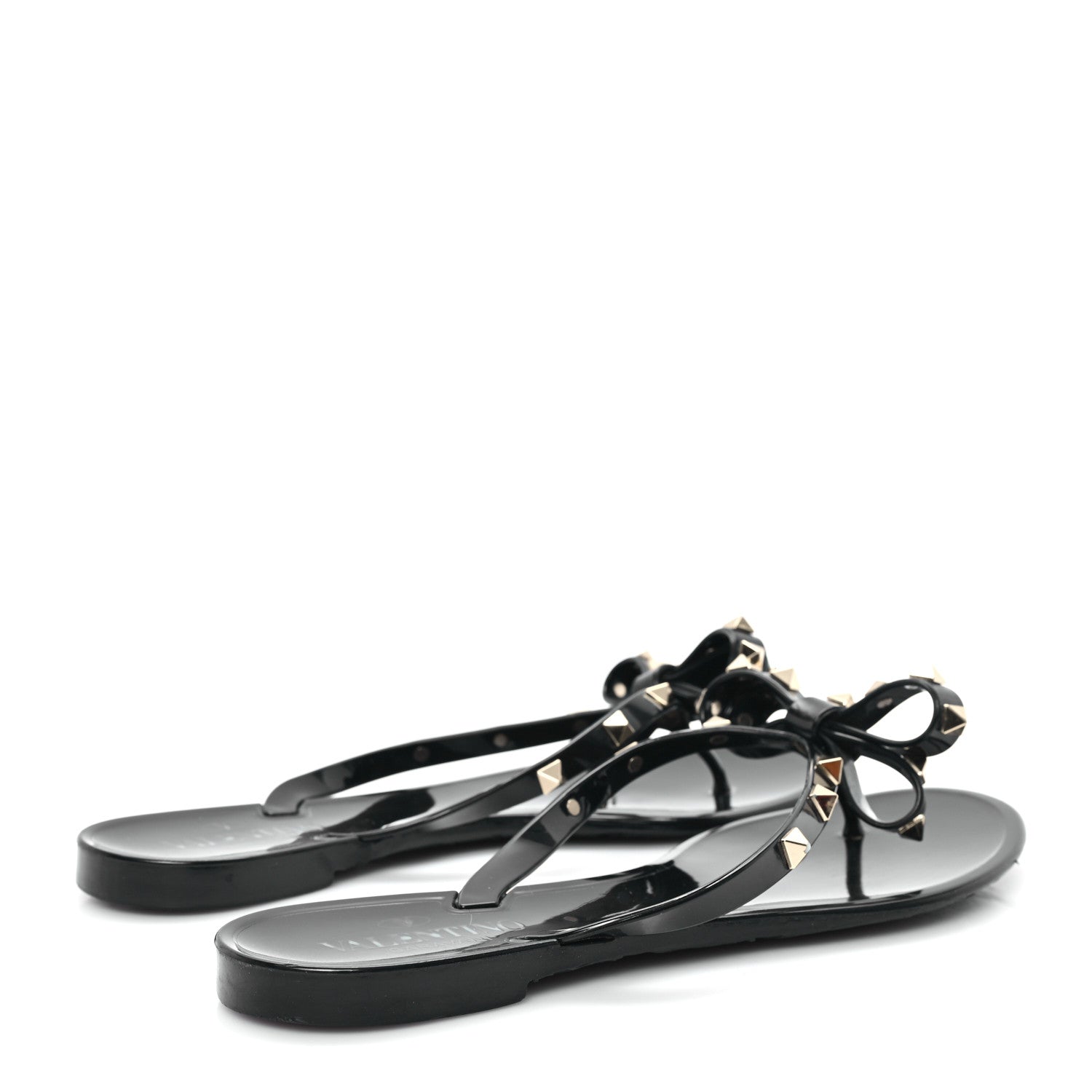 Valentino Garavani PVC Jelly Rockstud Bow Thong Sandals 39 Black 5 of 8