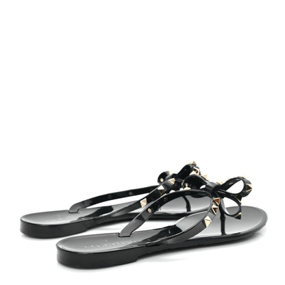 Valentino Garavani PVC Jelly Rockstud Bow Thong Sandals 39 Black 5 of 8