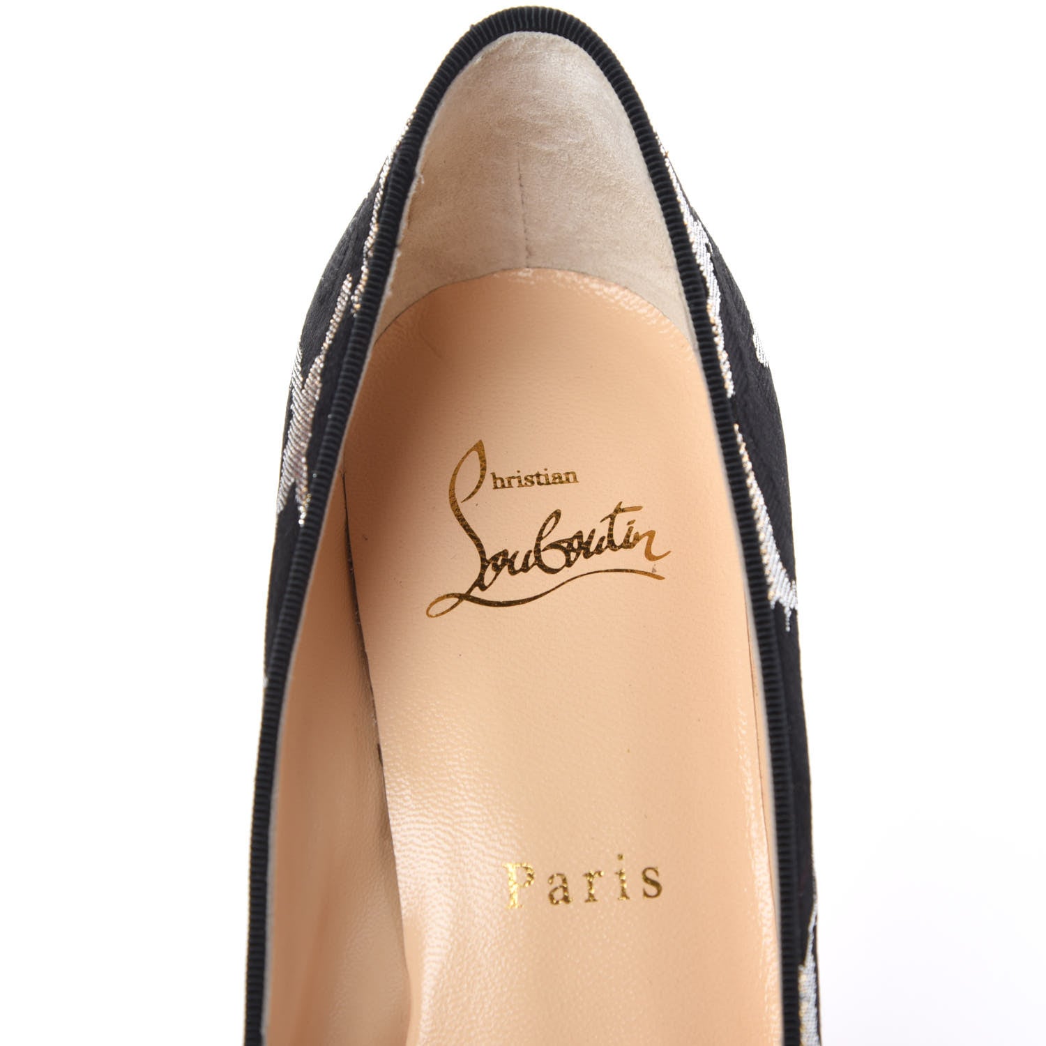 Christian Louboutin Lurex Feline Decollete 554 85 Pumps Black Gold 9 of 11
