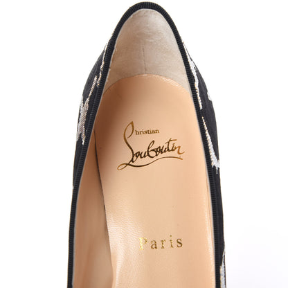 Christian Louboutin Lurex Feline Decollete 554 85 Pumps Black Gold 9 of 11