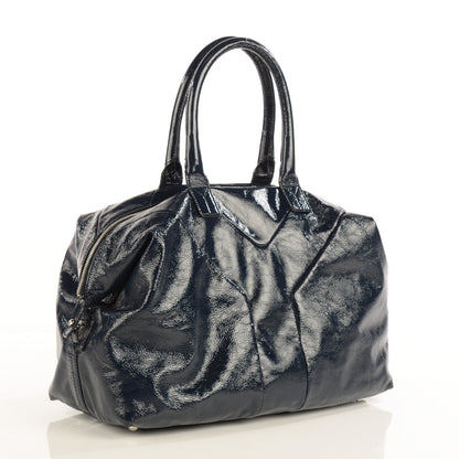 Saint Laurent Textured Patent Medium Easy Sac Navy 3 of 8
