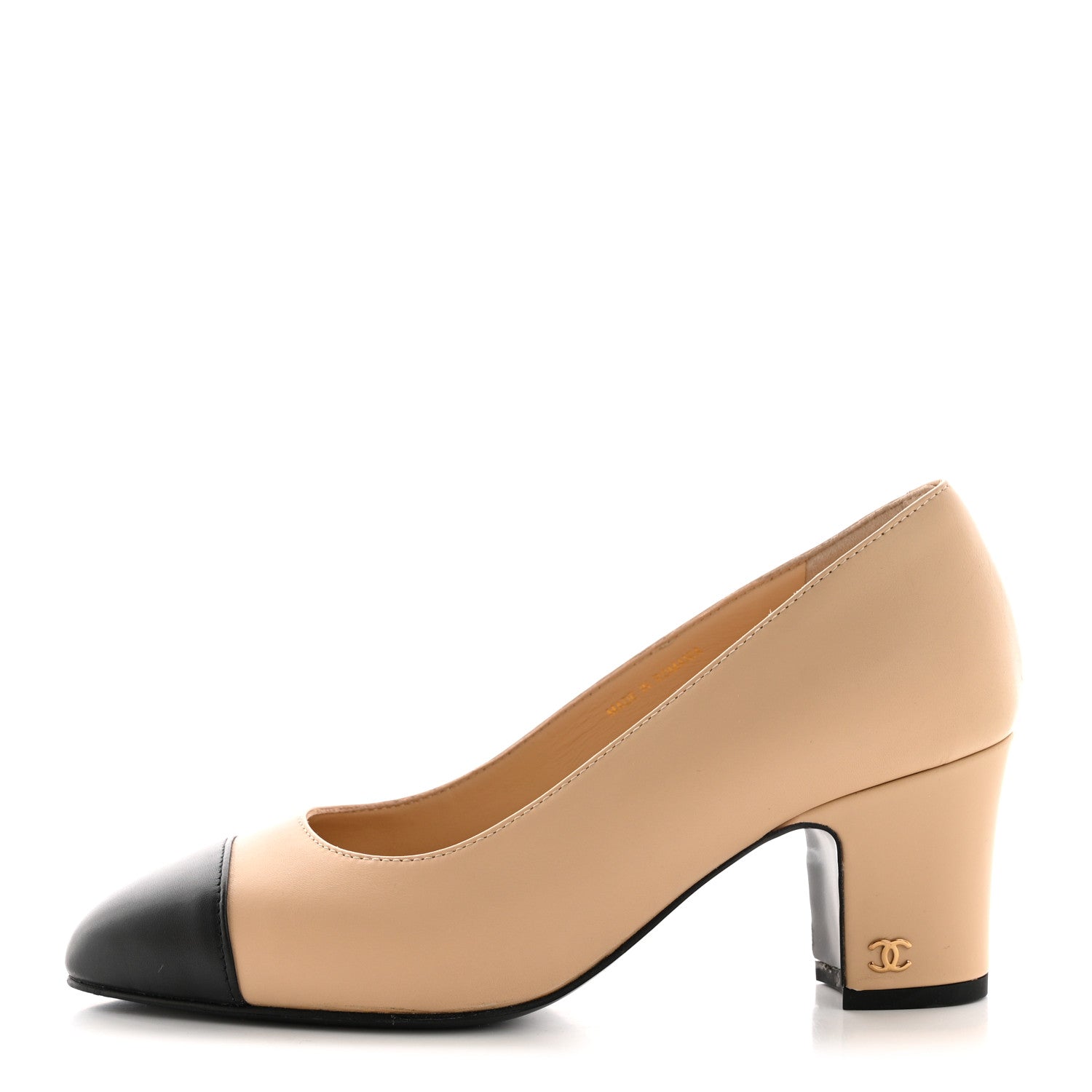 Chanel Lambskin Cap Toe CC Uniform Pumps 36 Beige Black 1 of 12