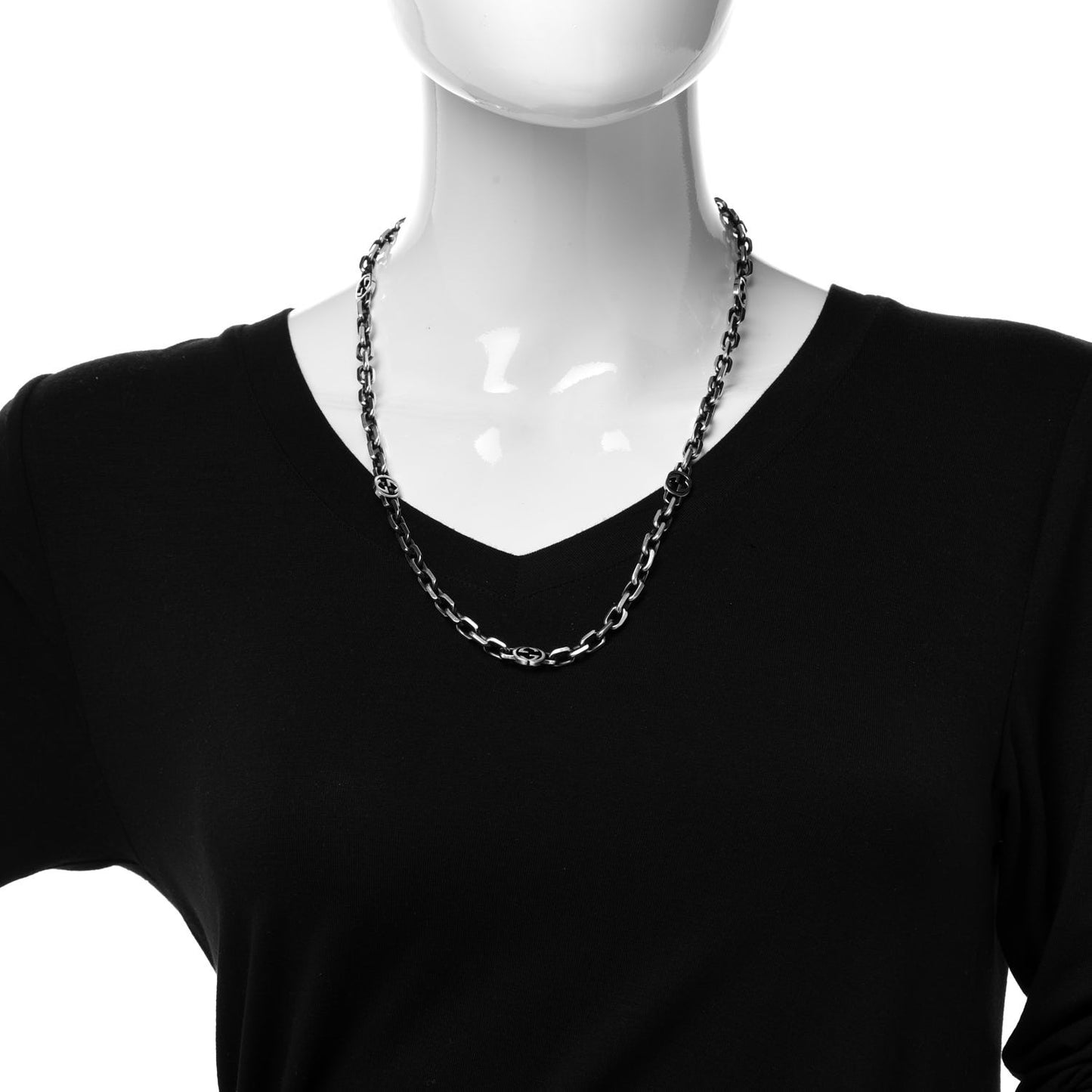 Sterling Silver Interlocking GG Chain Necklace