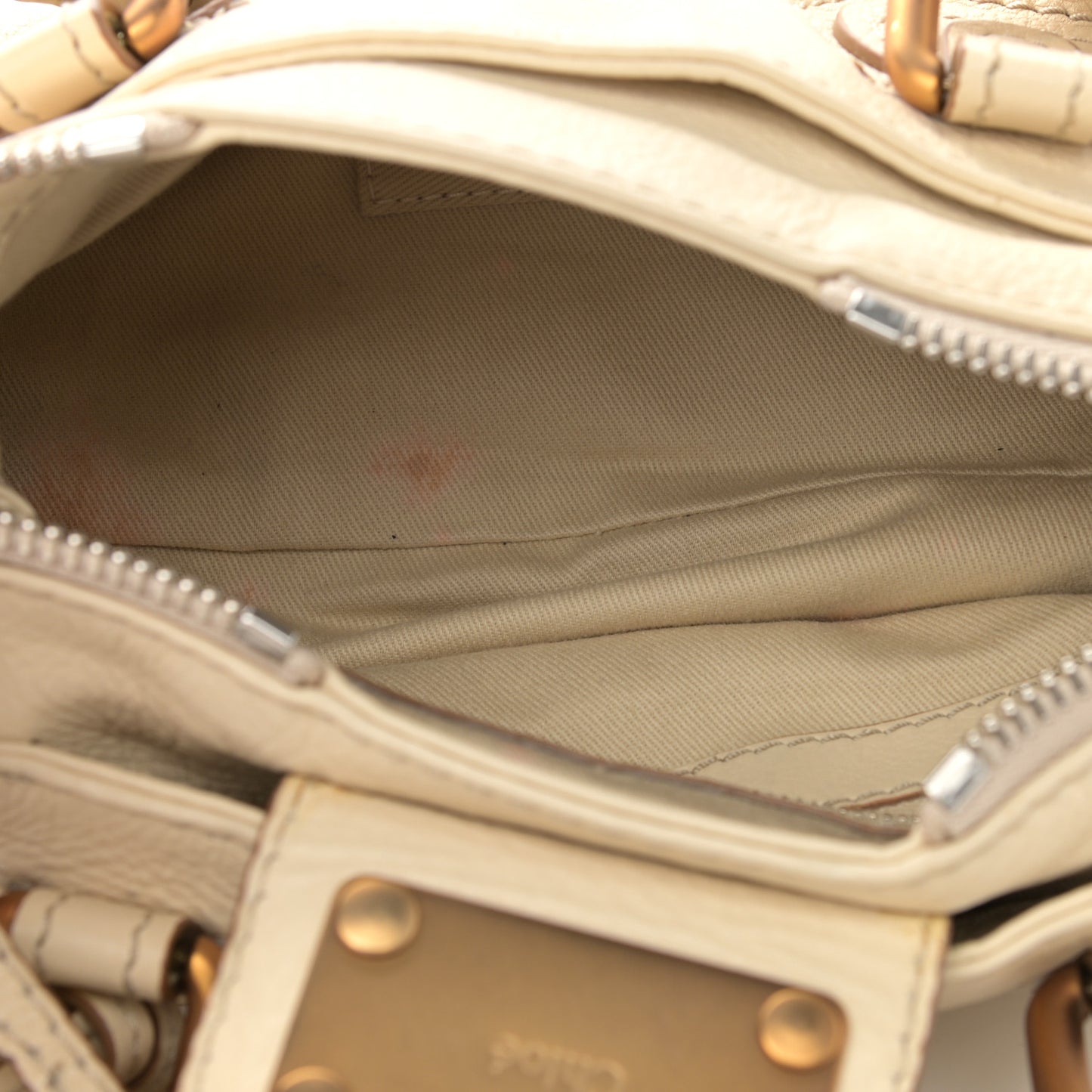 Calfskin Medium Paddington Satchel Off White