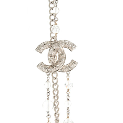 Chanel Crystal Bead CC Long Necklace Silver 4 of 6