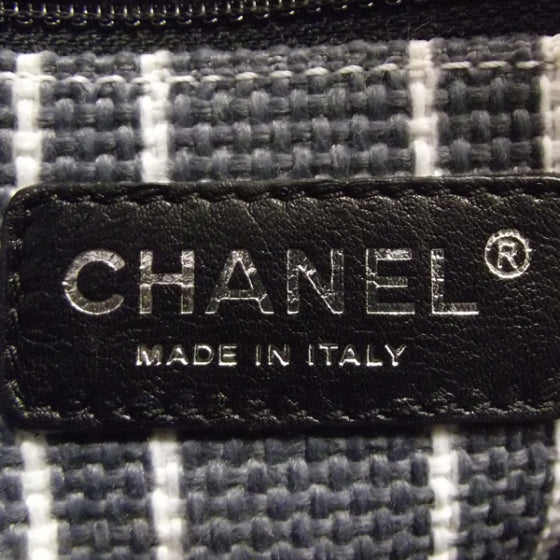Chanel Toile Striped Tote Navy 8 of 11