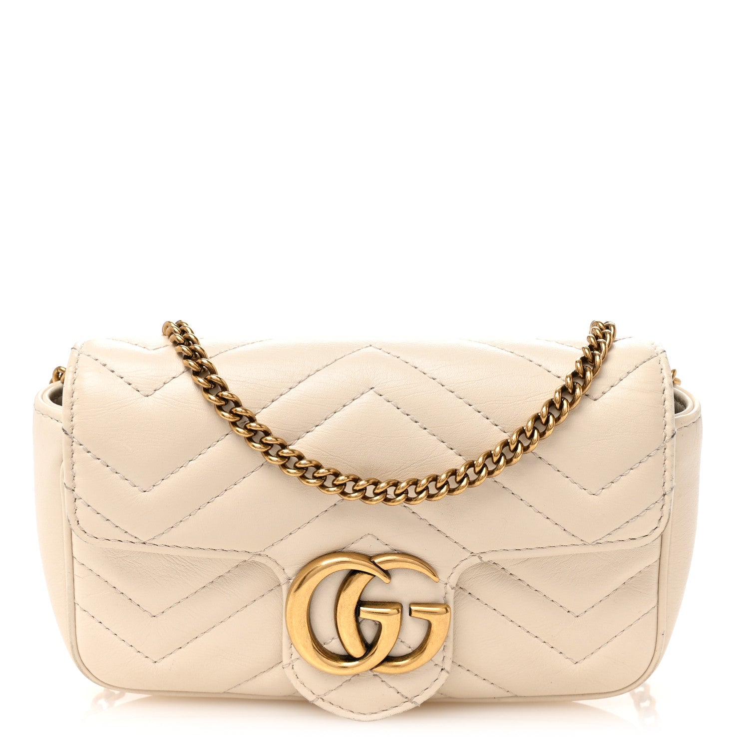 Gucci Calfskin Matelasse Super Mini GG Marmont Shoulder Bag White 1 of 10