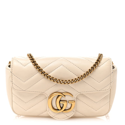 Gucci Calfskin Matelasse Super Mini GG Marmont Shoulder Bag White 1 of 10