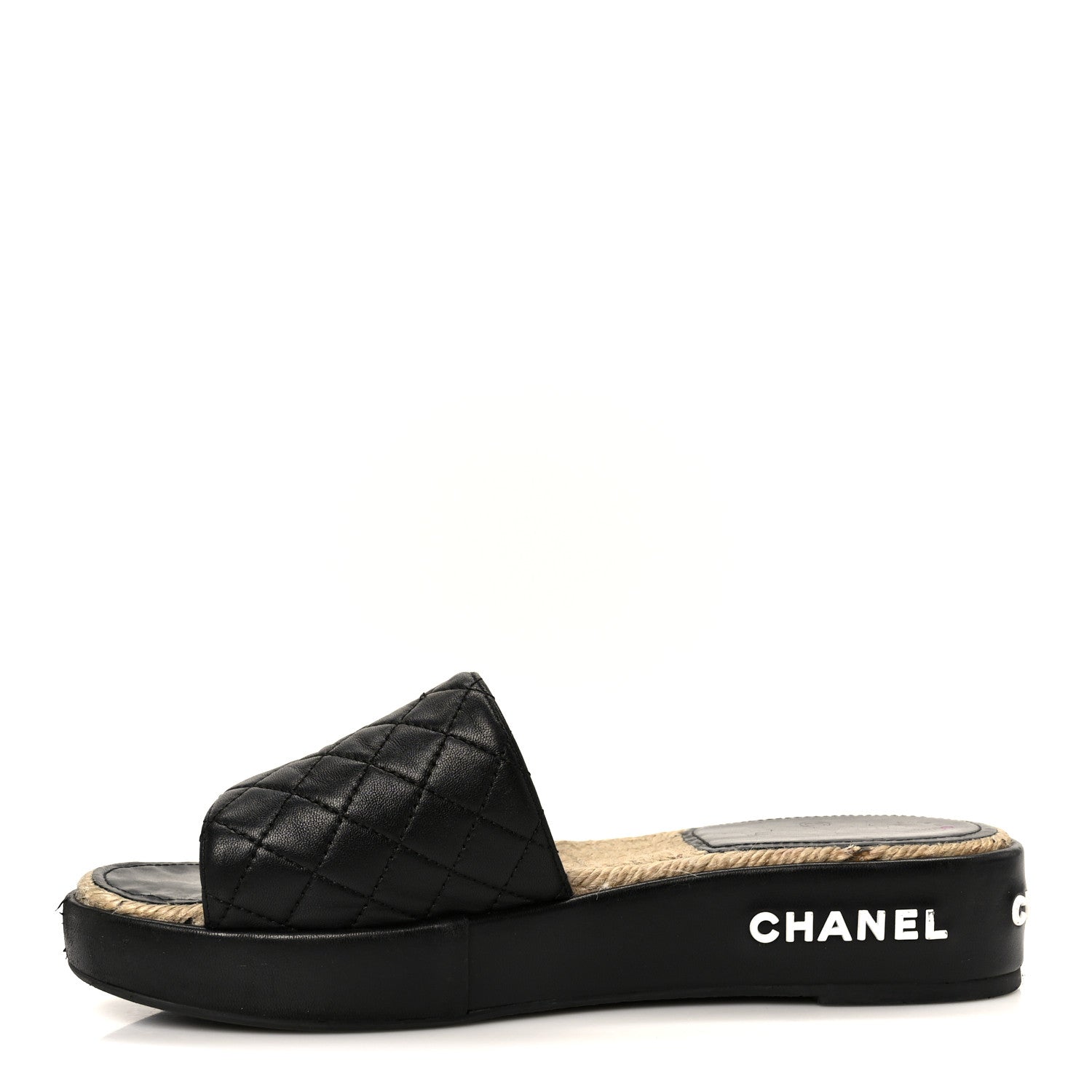 Chanel Lambskin Quilted CC Espadrille Slip On Sandals 41 Black 1 of 11