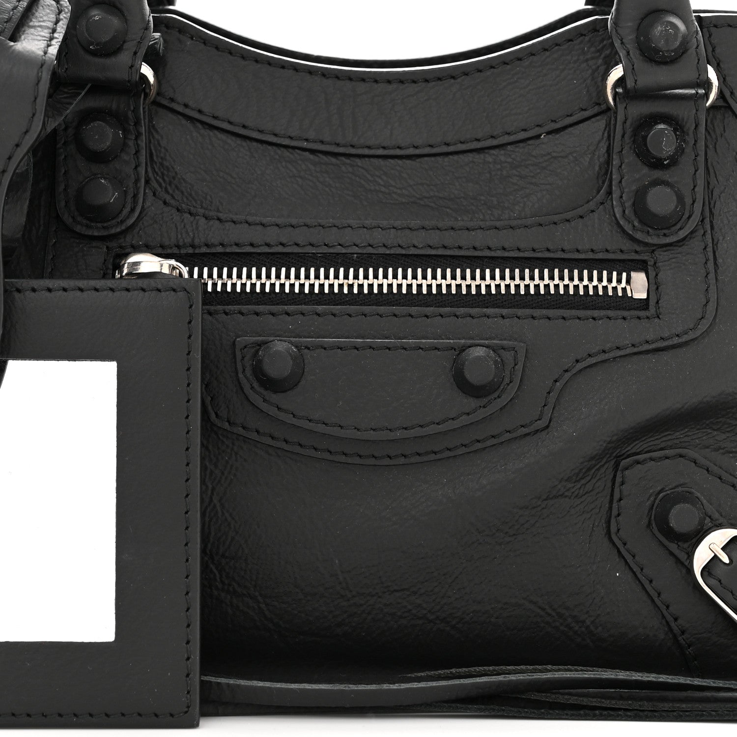 Balenciaga Matte Goatskin Rubber Covered Classic Hardware Mini City Black 8 of 11