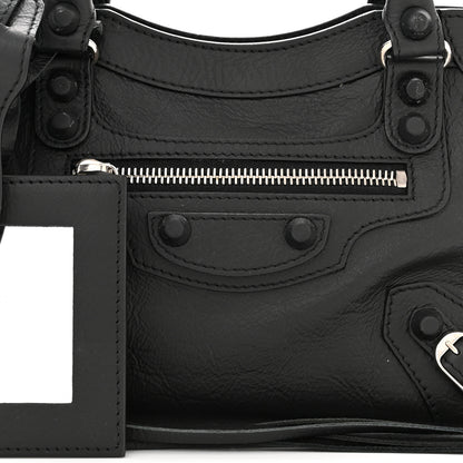 Balenciaga Matte Goatskin Rubber Covered Classic Hardware Mini City Black 8 of 11