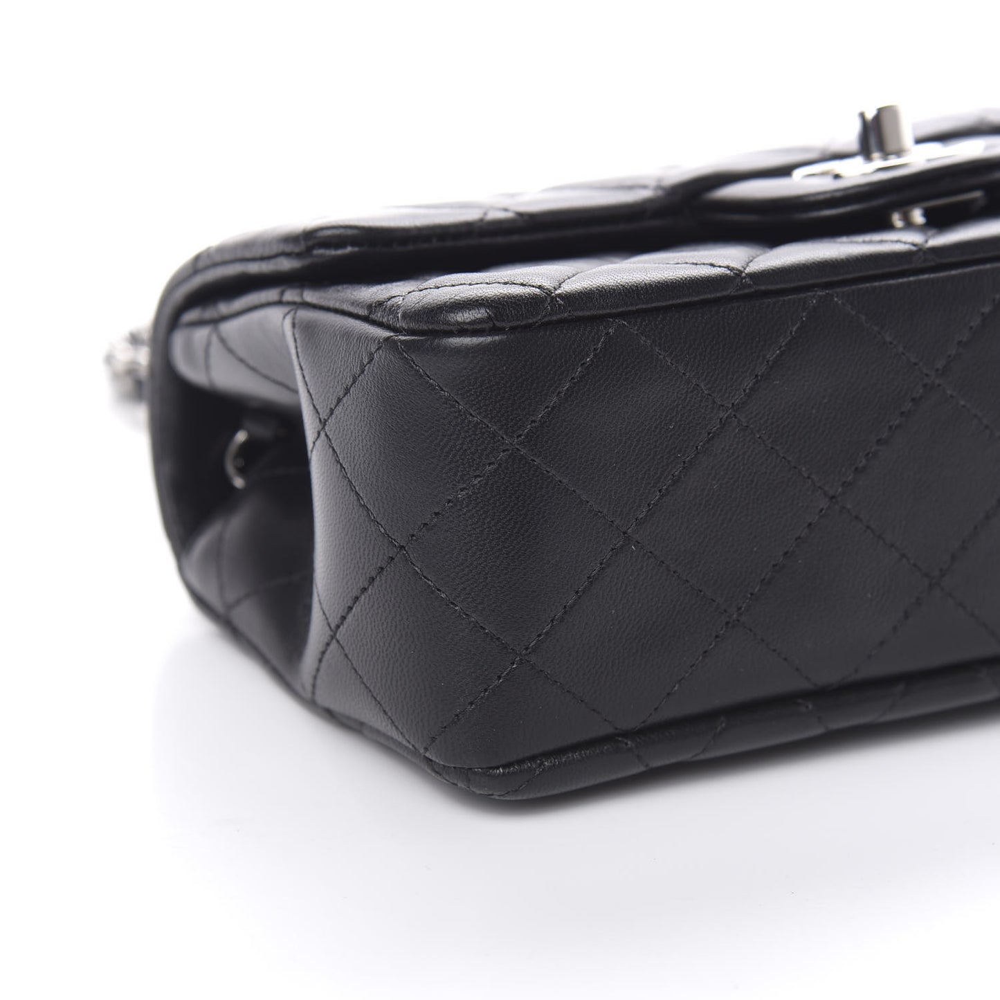 Lambskin Quilted Mini Rectangular Flap Black