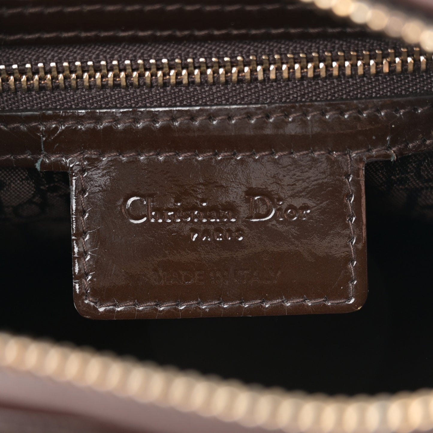 Patent Cannage Medium Lady Dior Dark Brown
