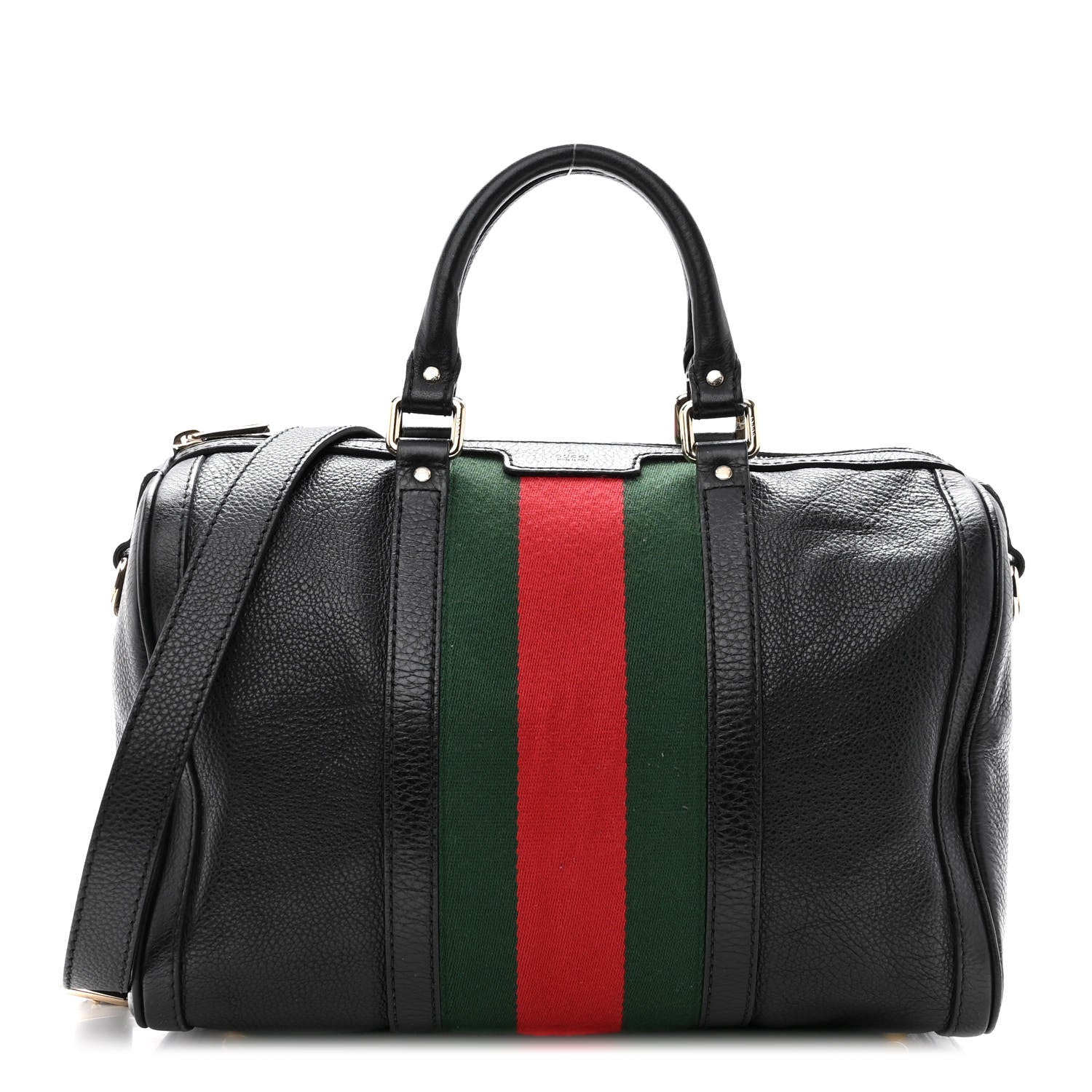 Gucci Calfskin Vintage Web Medium Boston Black 1 of 15