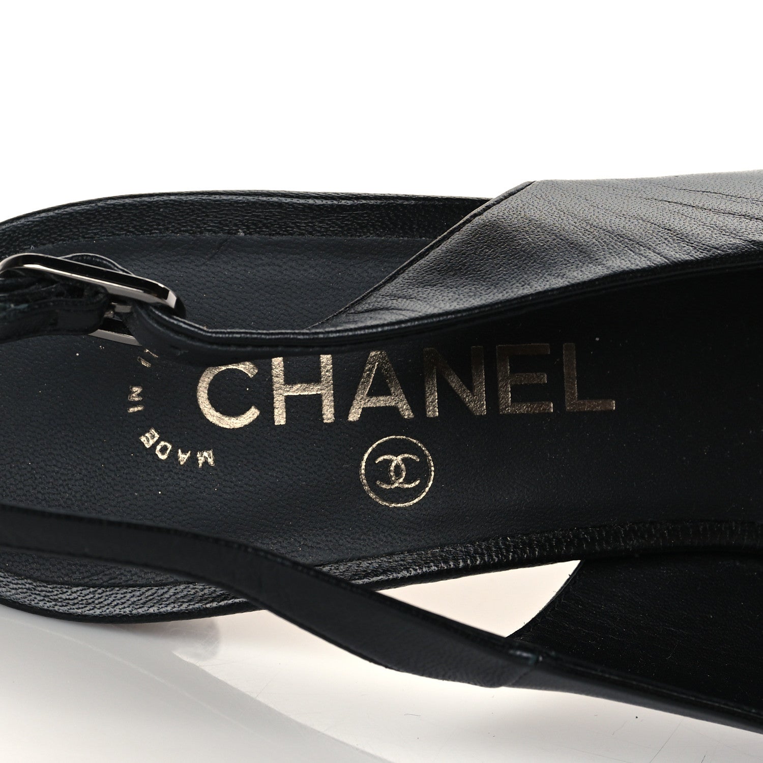 Chanel Lambskin Slingback Snake Pearl Heel 39.5 Black 8 of 10
