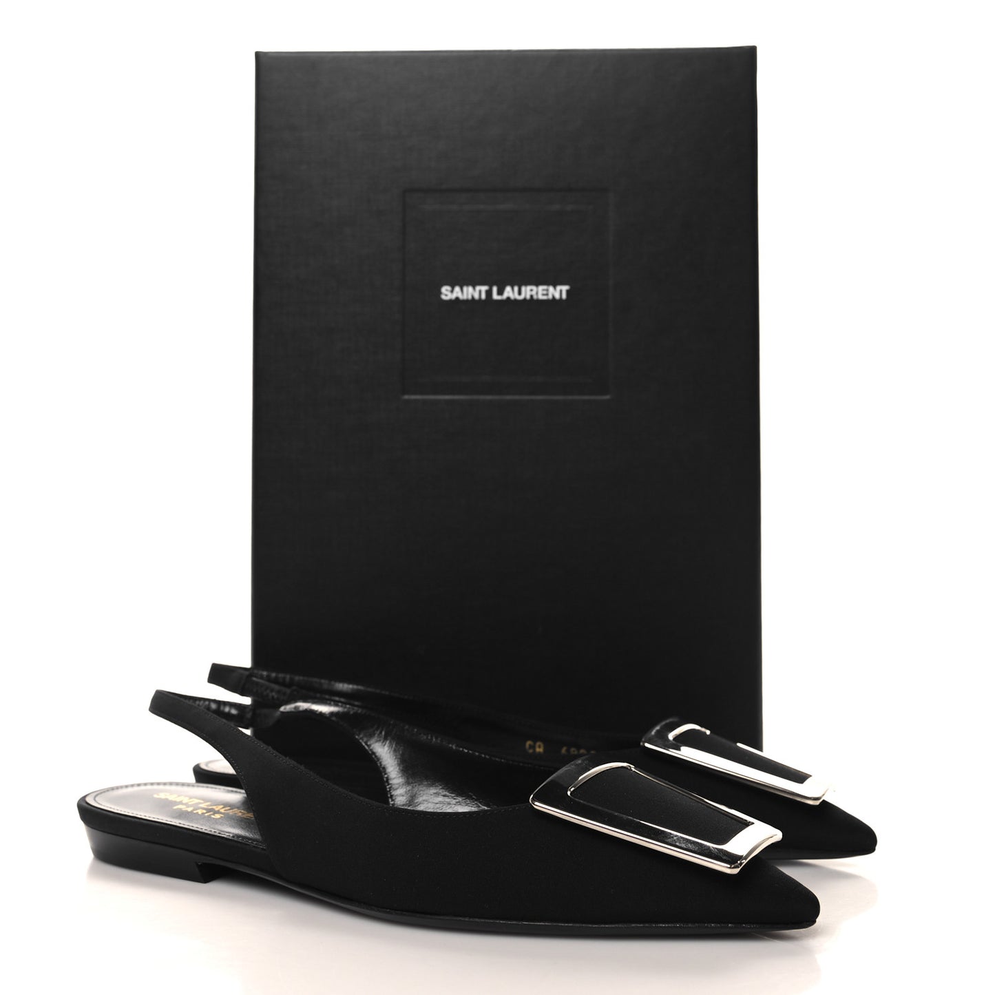 Crepe De Chine Vivi 10 Plate Slingback Flats 37 Black