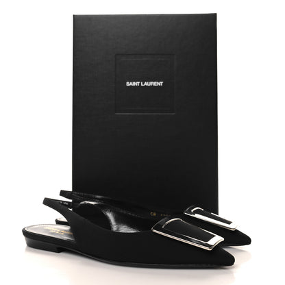 Saint Laurent Crepe De Chine Vivi 10 Plate Slingback Flats 37 Black 10 of 10