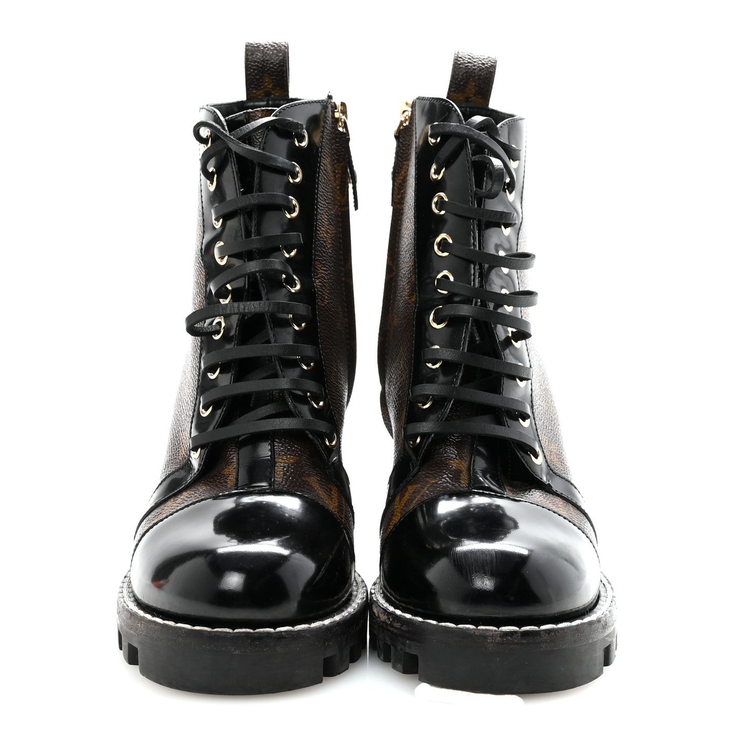 Patent Calfskin Monogram Star Trail Ankle Boots 38 Black