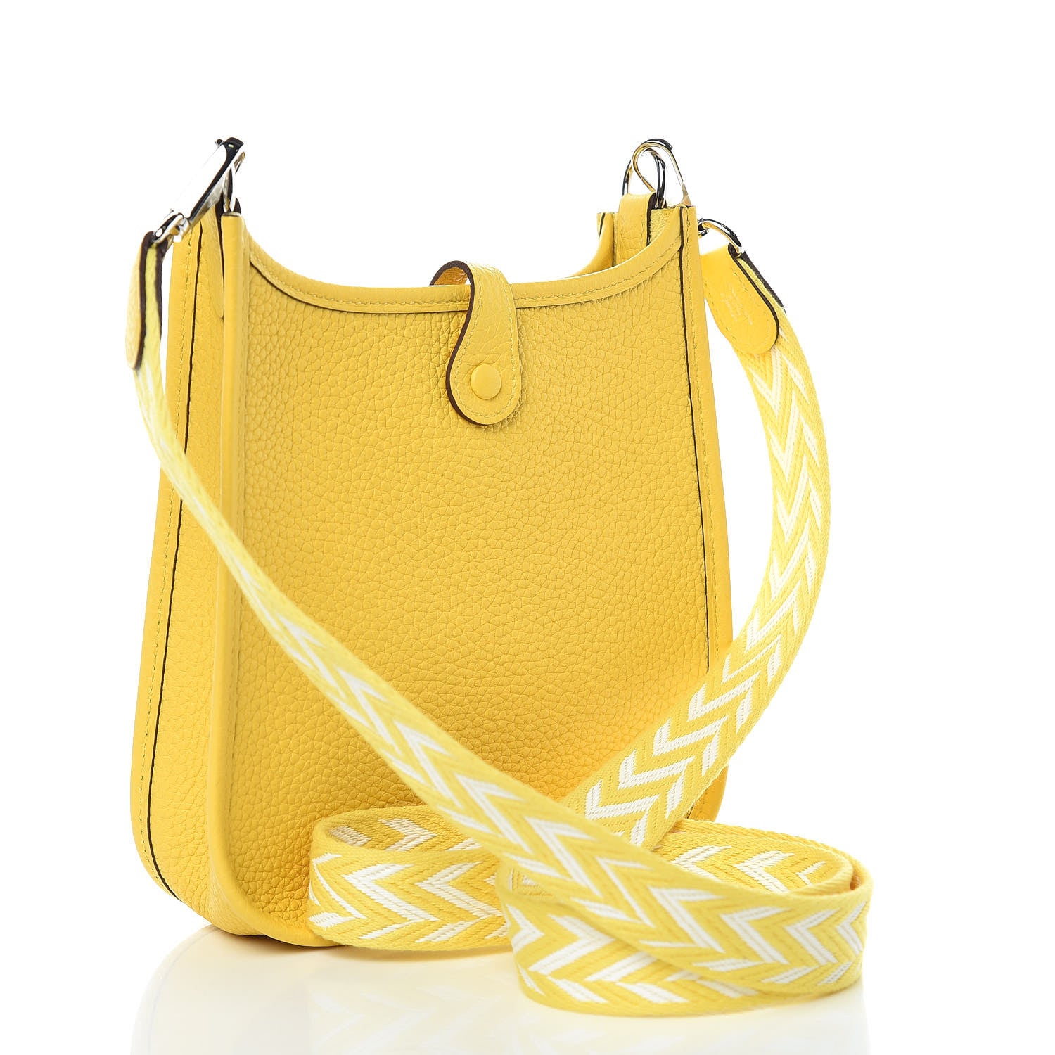 Hermes Taurillon Clemence Amazone Evelyne TPM Jaune De Naples White 3 of 9