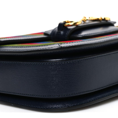 Gucci Velvet Azalea Calfskin Baiadera Stripe Horsebit 1955 Shoulder Bag Multicolor 9 of 11