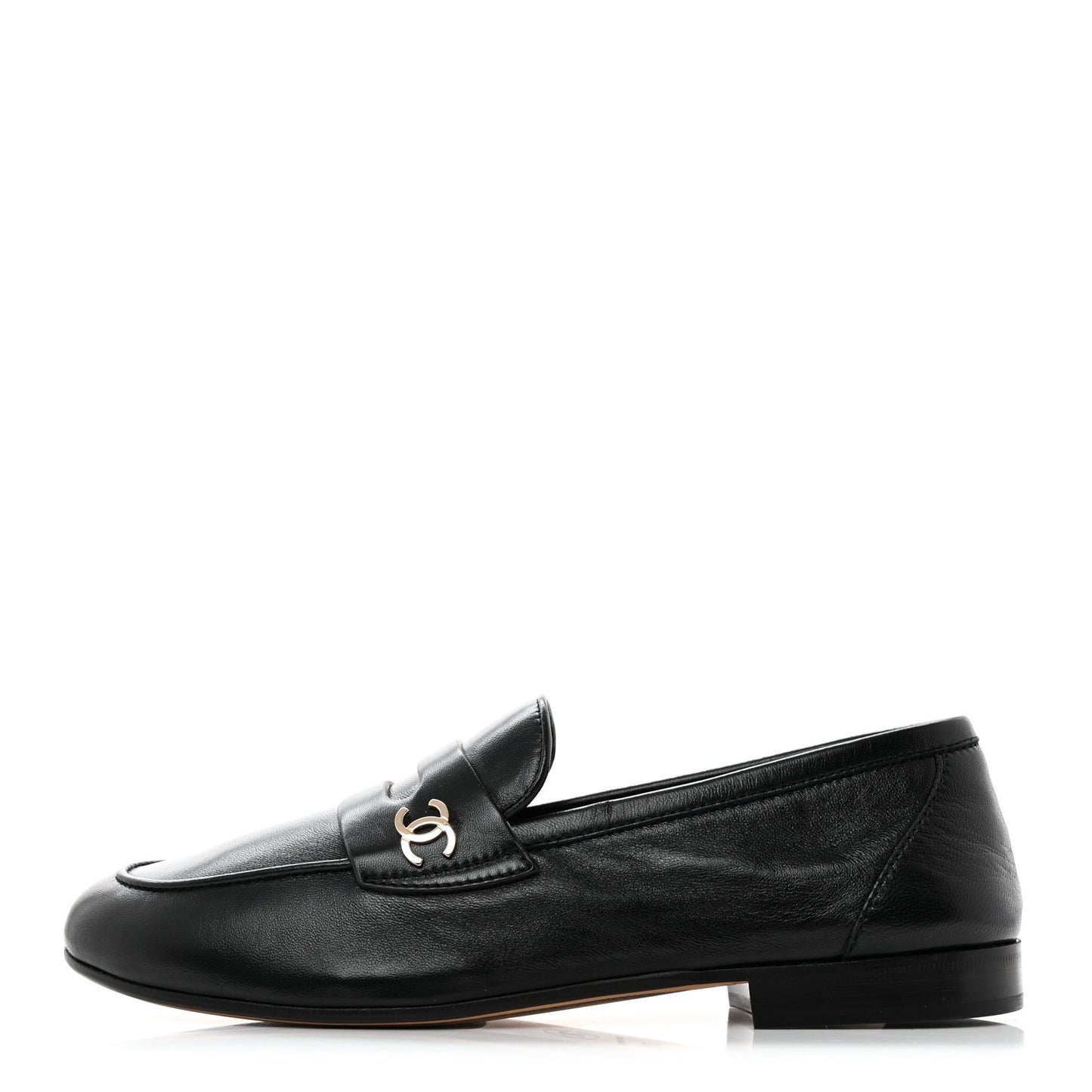 Lambskin CC Mocassin Loafers 37.5 Black