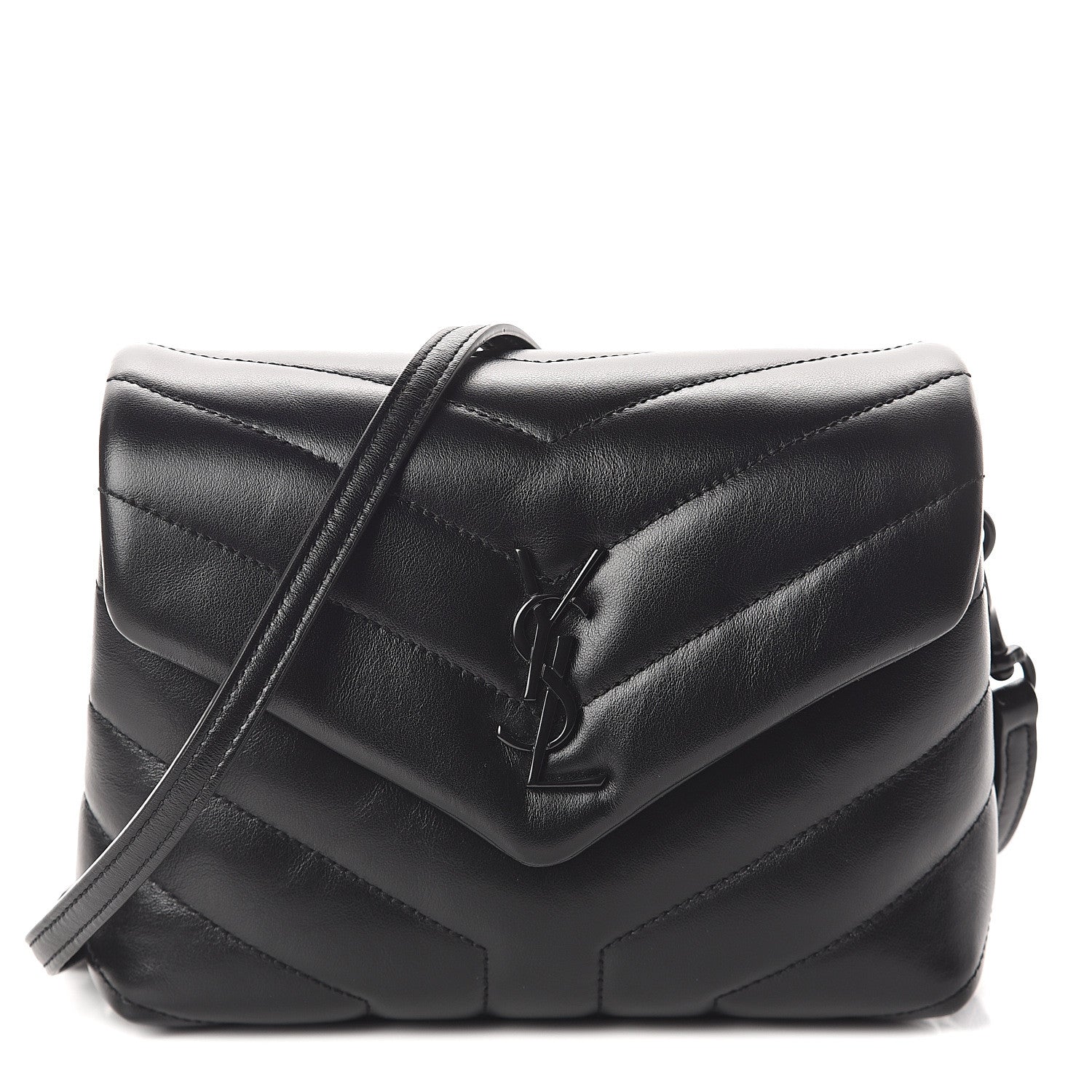 Saint Laurent Calfskin Y Quilted Monogram Toy Loulou Crossbody Bag Black 1 of 9
