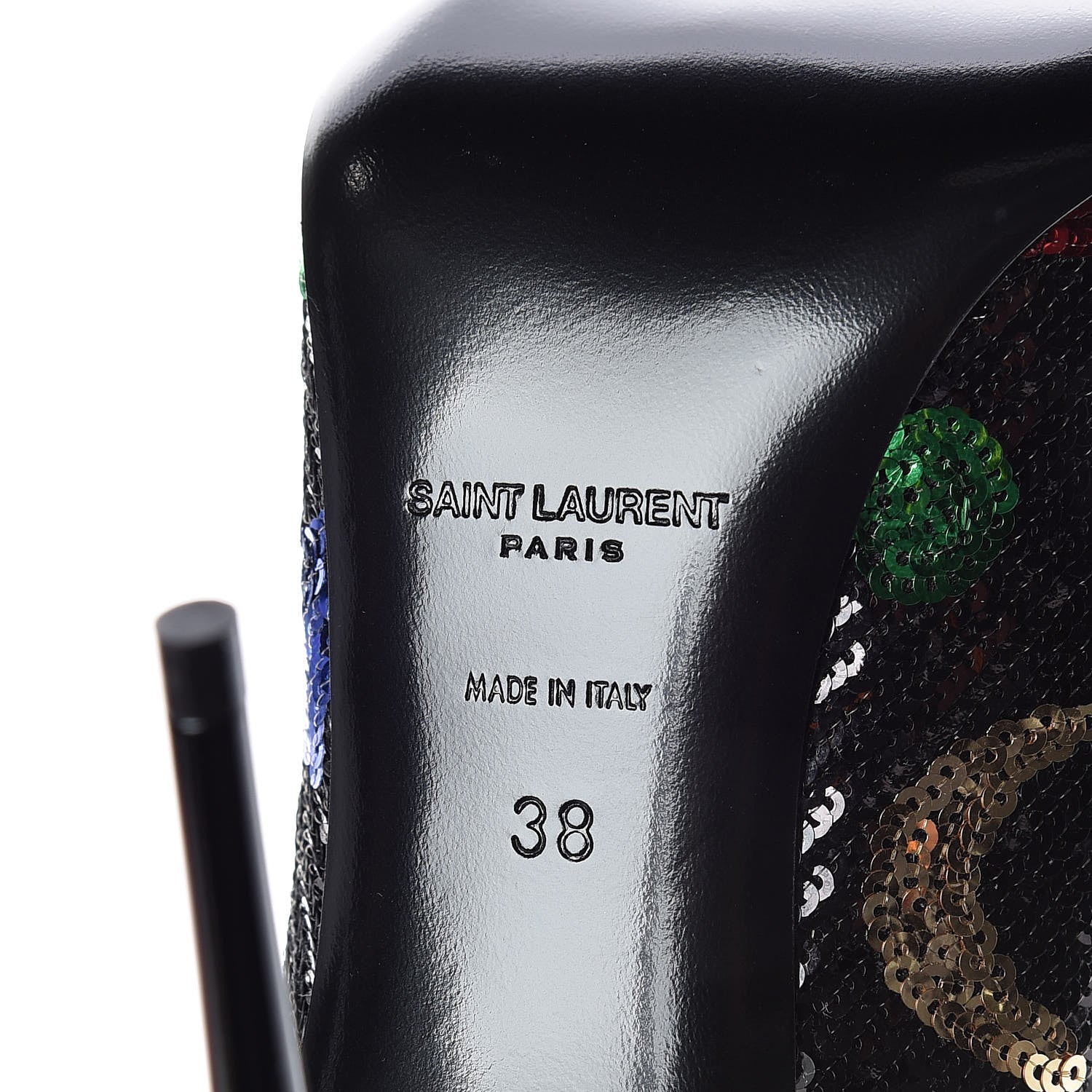 Saint Laurent Sequin Palace 105 Pumps 38 Black 7 of 9