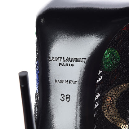 Saint Laurent Sequin Palace 105 Pumps 38 Black 7 of 9