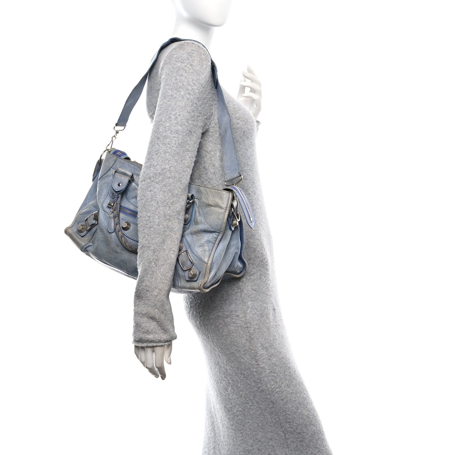 Balenciaga Agneau Giant 21 Silver Hardware Part Time Light Blue