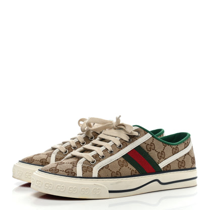 Gucci GG Monogram Web Womens 1977 Tennis Sneakers 38.5 Beige Ebony Mystic White 3 of 8
