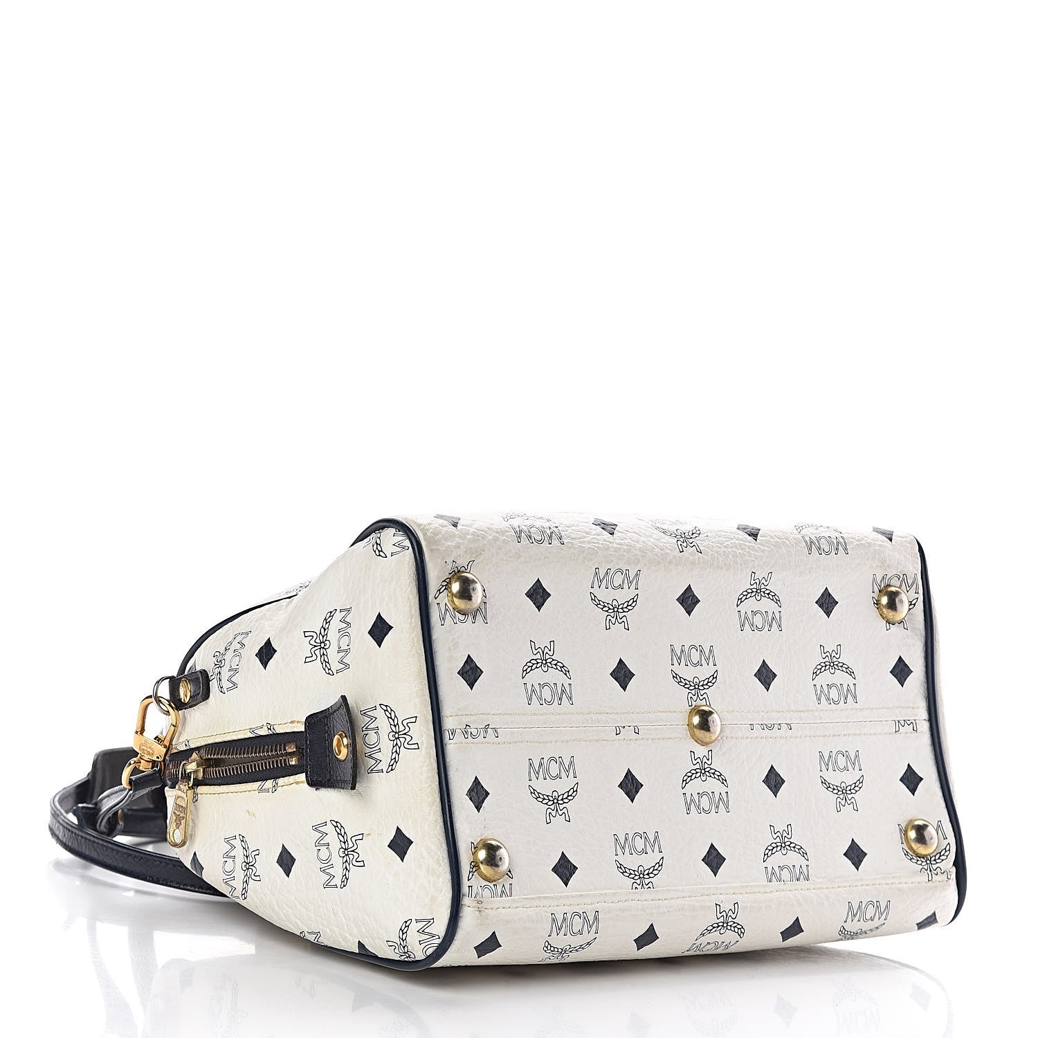 MCM Visetos Boston Satchel White 4 of 12