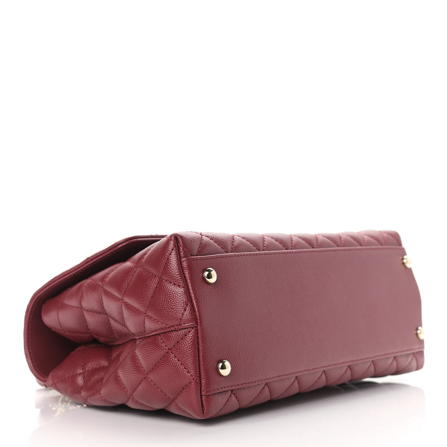 Caviar Lizard Embossed Quilted Small Coco Handle Flap Burgundy