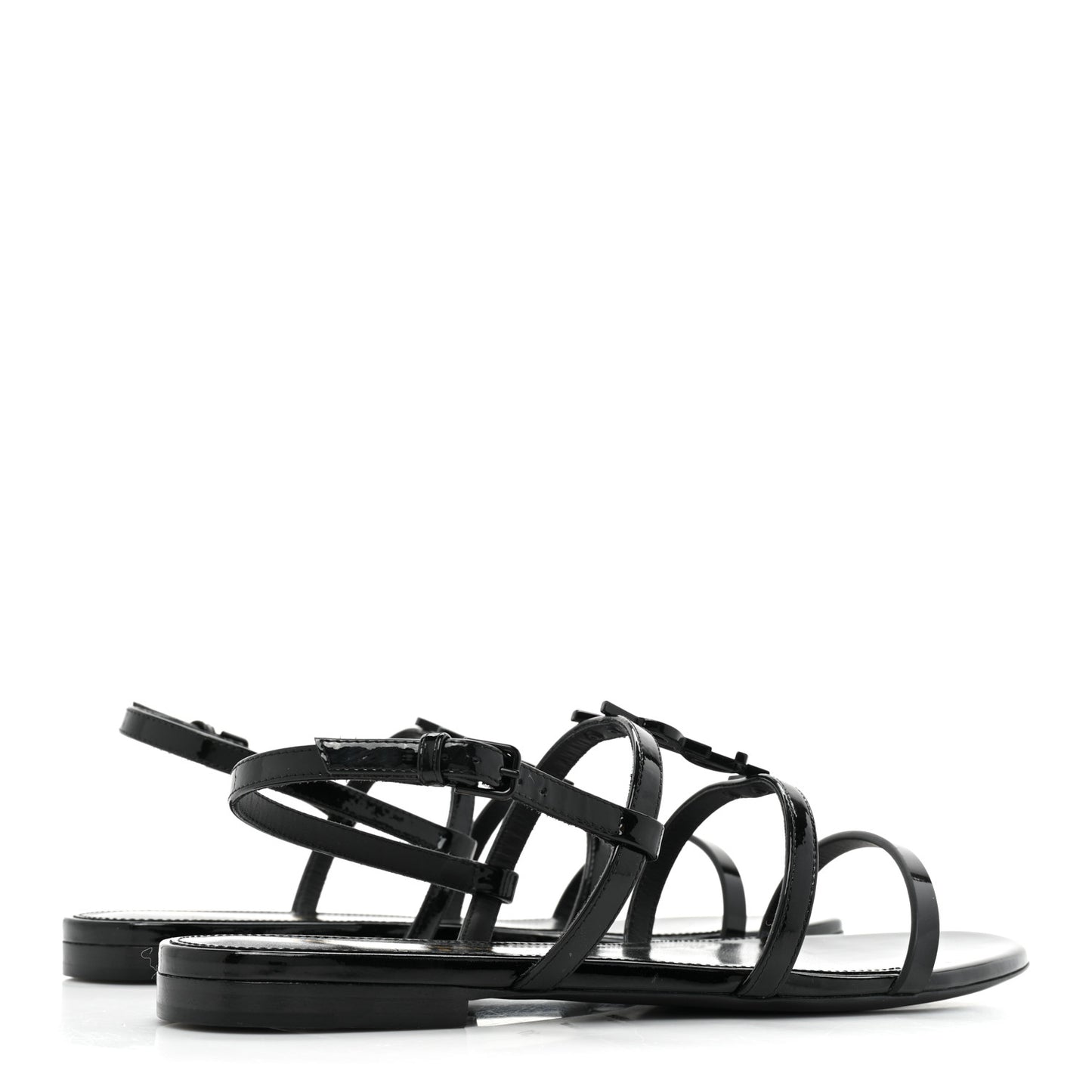 Patent Calfskin Cassandra Monogram Sandals 37 Black