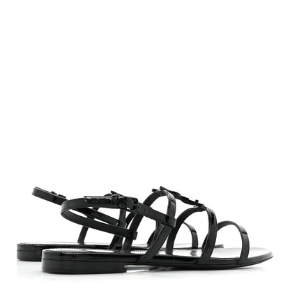 Saint Laurent Patent Calfskin Cassandra Monogram Sandals 37 Black 4 of 10