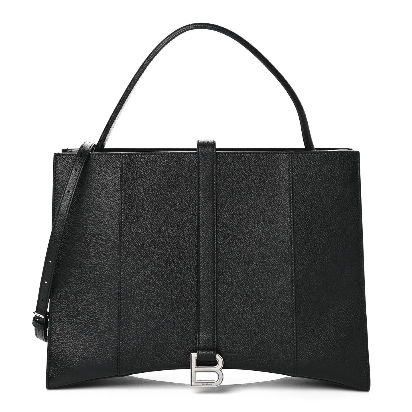 Grained Calfskin Hourglass Tote Black