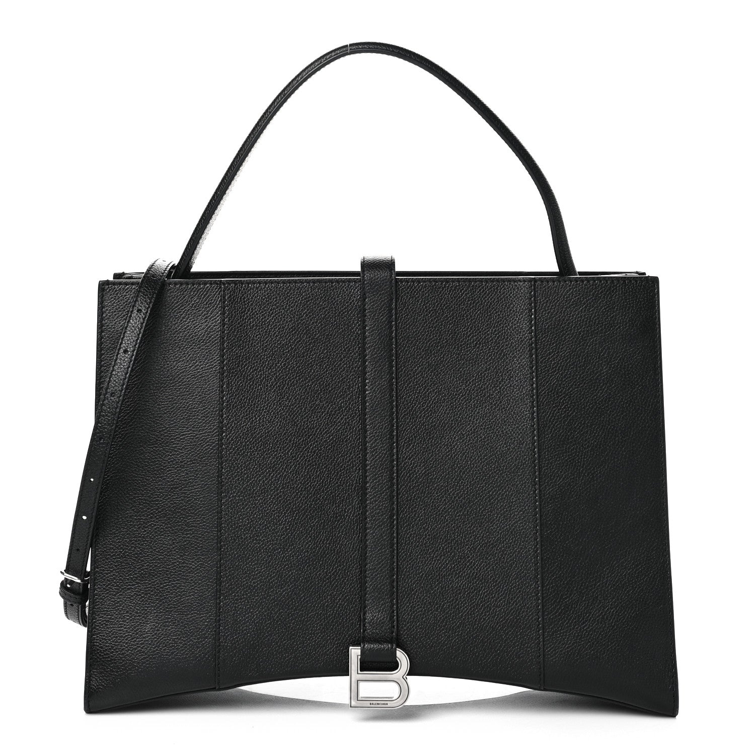 Balenciaga Grained Calfskin Hourglass Tote Black 1 of 9