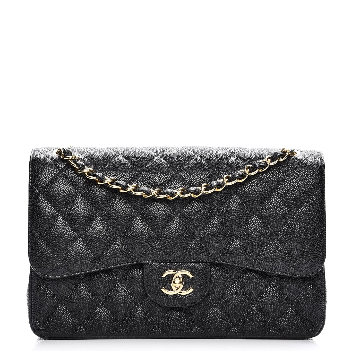Caviar Quilted Jumbo Double Flap Black