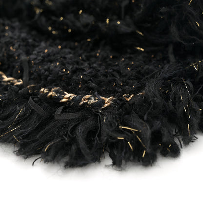 Chanel Tweed Fringe Quilted Chain Around Flap Clutch Black Gold 10 of 10