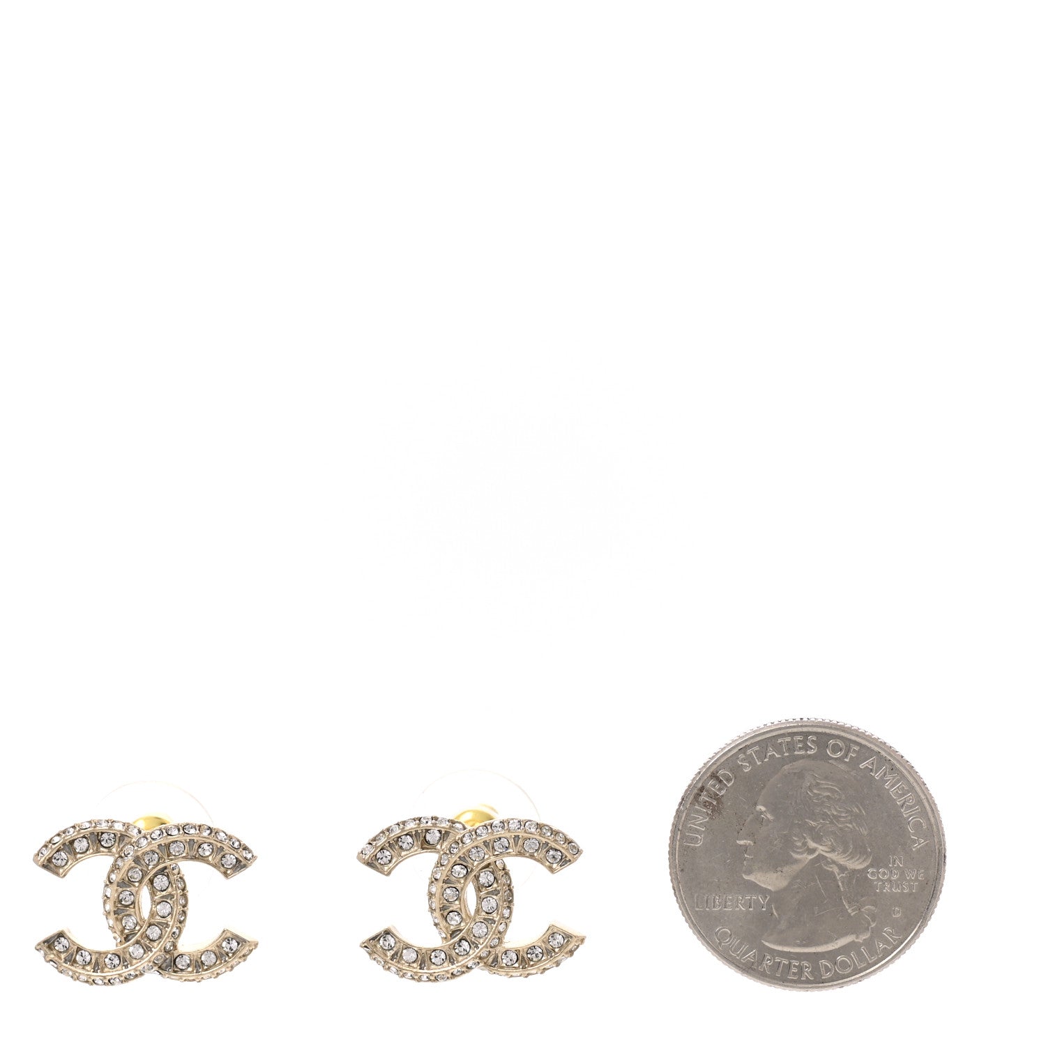 Chanel Crystal Timeless CC Earrings Light Gold 2 of 5