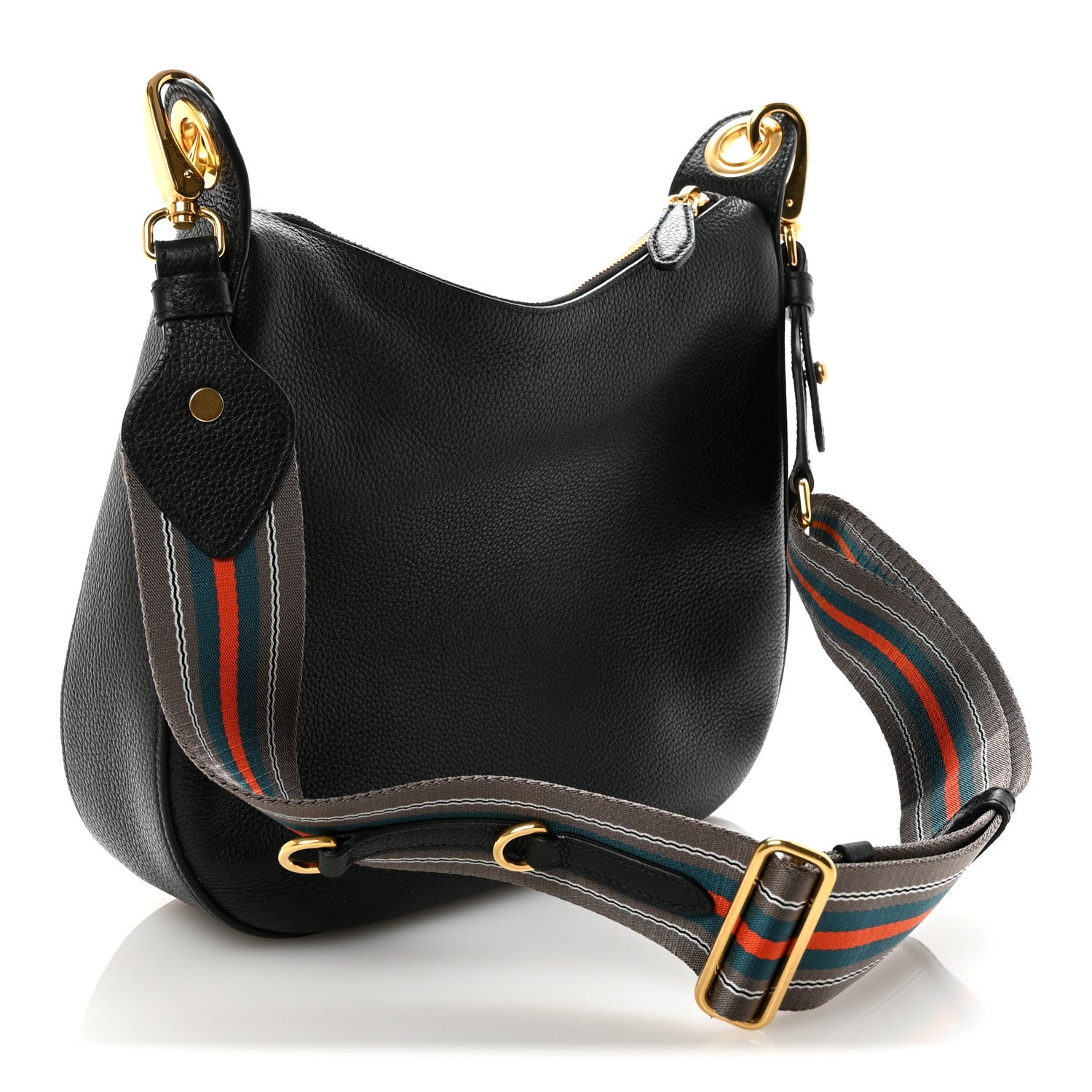 Prada Vitello Phenix Zippered Messenger Hobo Black 3 of 9