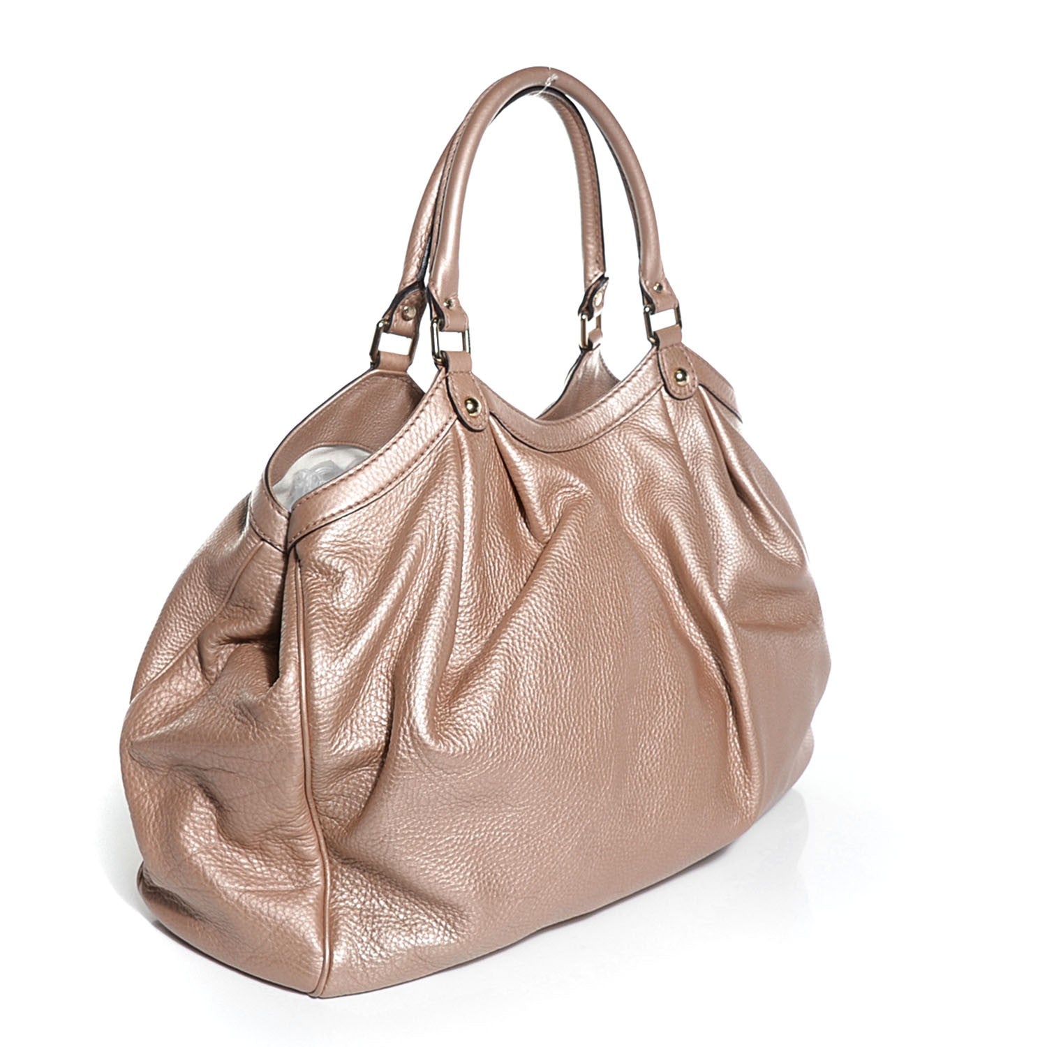 Gucci Metallic Cellarius Calfskin Large Sukey Tote Winter Rose 3 of 9
