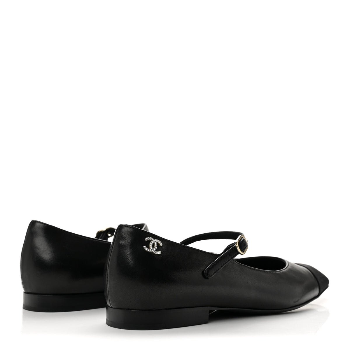 Chanel Lambskin Grosgrain Cap Toe CC Mary Jane Flats 37 Black 5 of 10