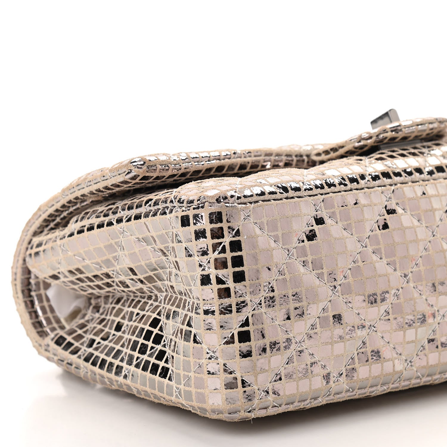 Chanel Suede Quilted Mirror 2.55 Reissue 225 Flap Silver 9 of 10