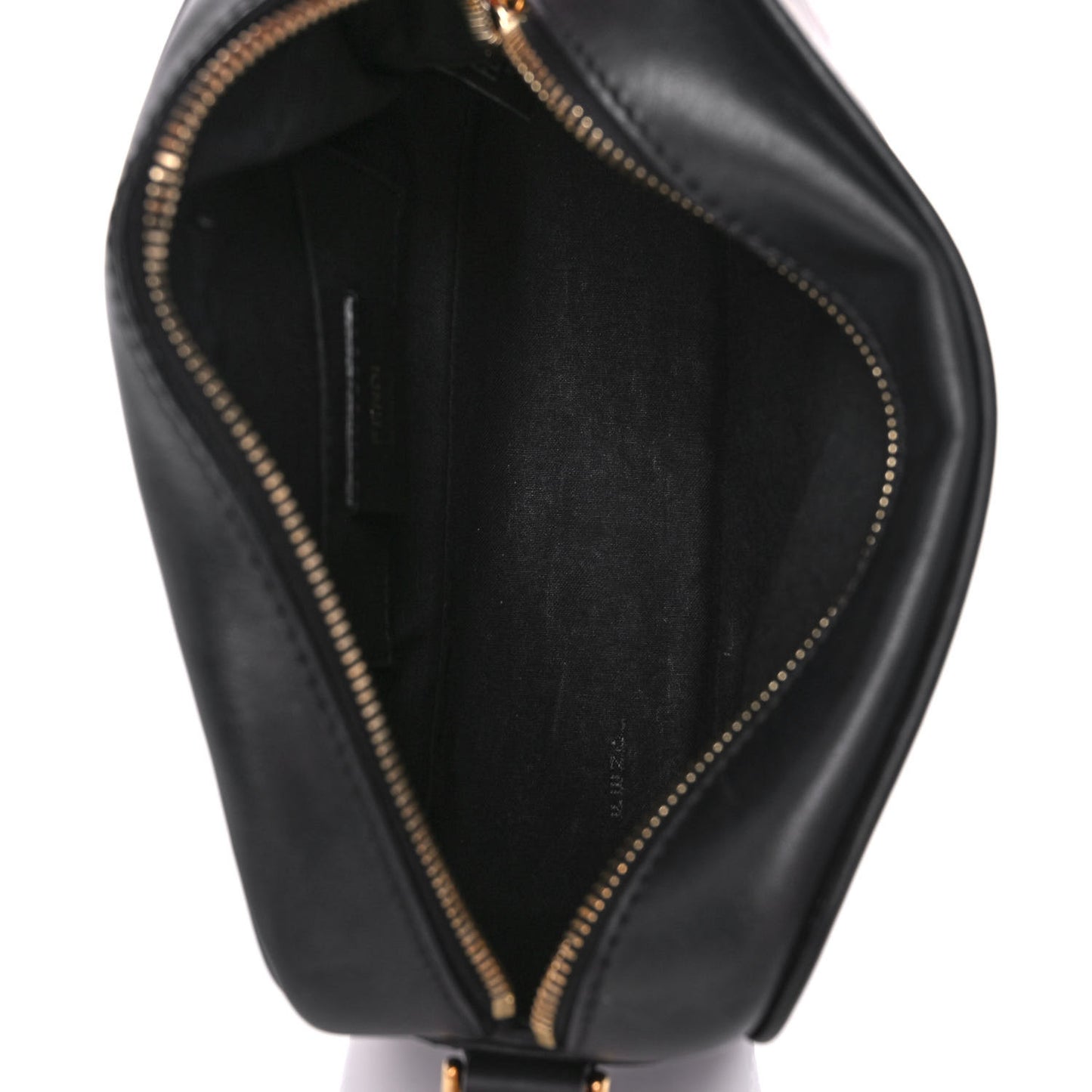 Glazed Fabric Vitello Century F is Fendi FF 1974 Stamp Patch Camera Case Mogano Panna Black