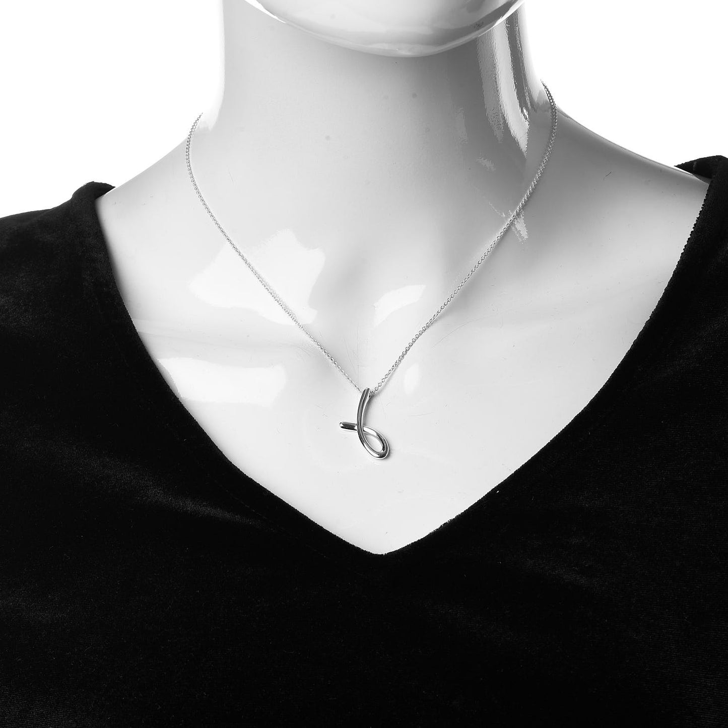 Sterling Silver Elsa Peretti Letter J Pendant Necklace