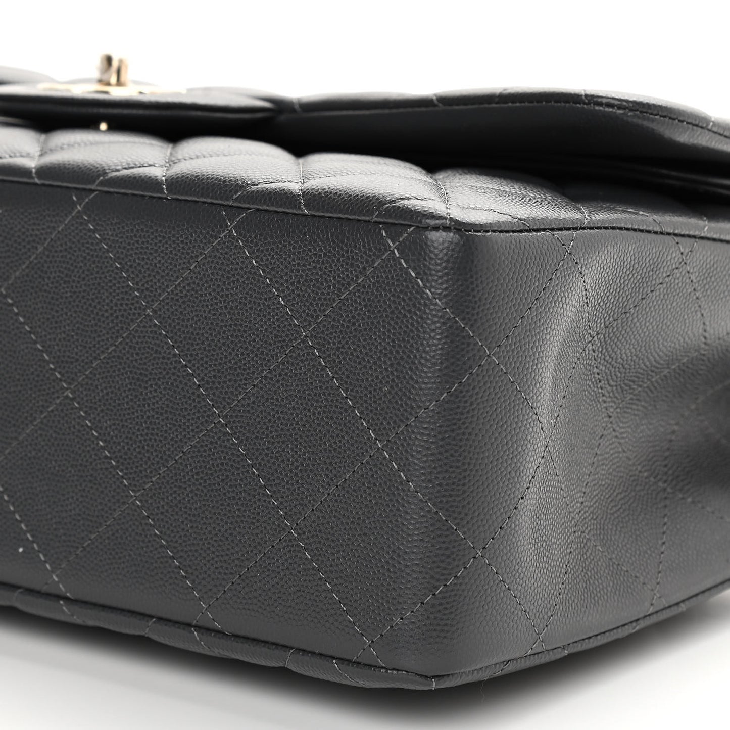 Caviar Quilted Jumbo Double Flap Dark Grey