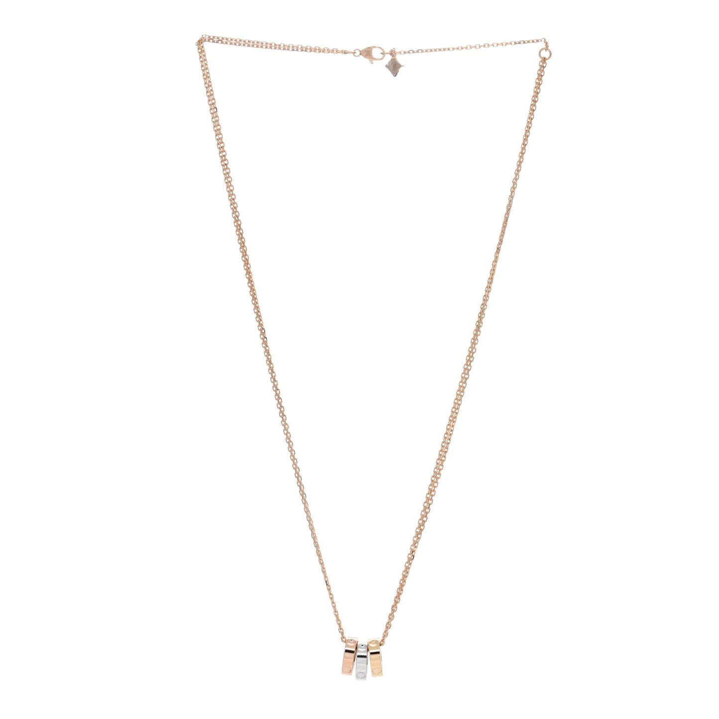 18K Yellow White Pink Gold Empreinte Pendant Necklace